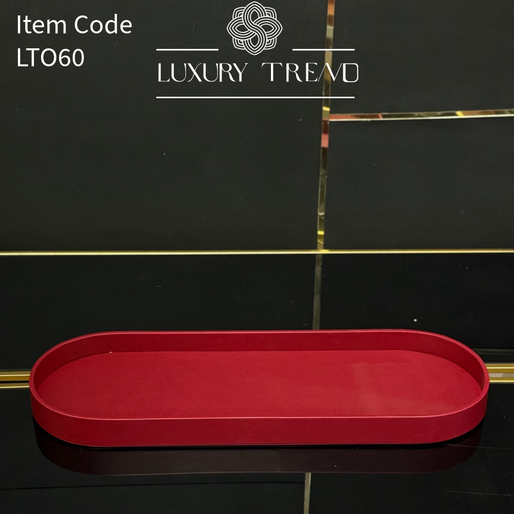 صينية تقديم جلد شكل بيضوي