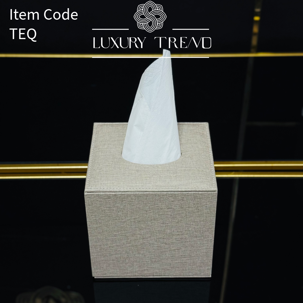 علبة مناديل جلد شكل مربع