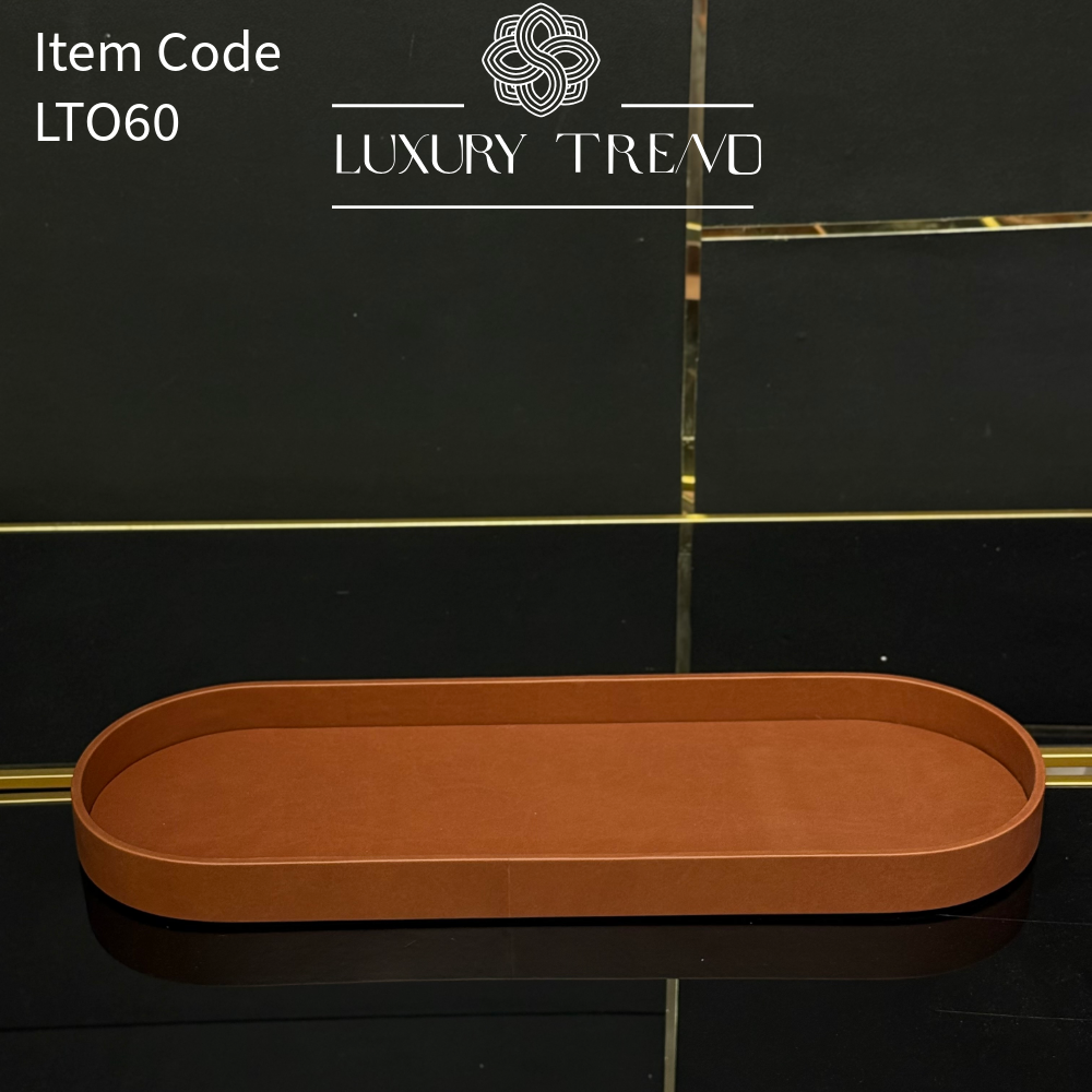 صينية تقديم جلد شكل بيضوي