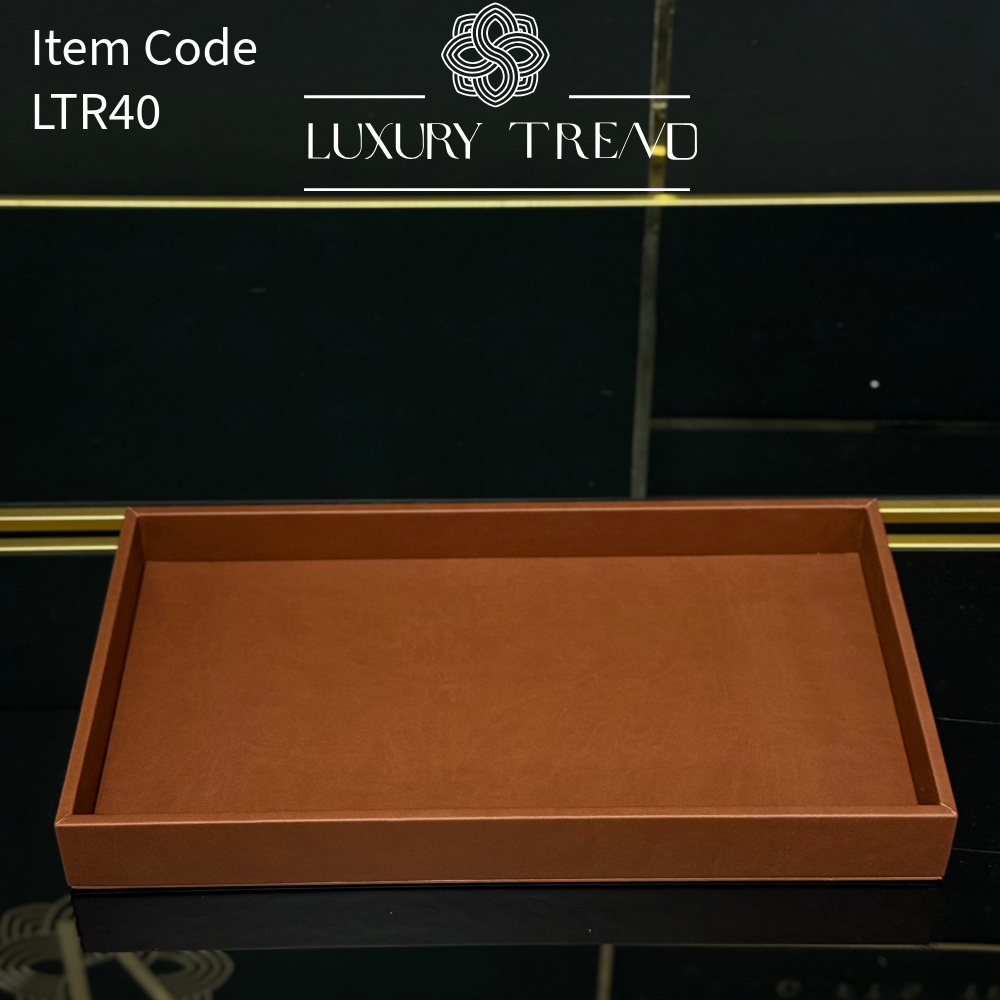 صينية تقديم جلد شكل مستطيل