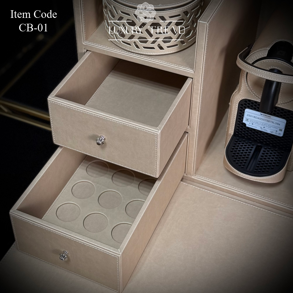 بوكس جلد مع ماكينة قهوة إسبريسو