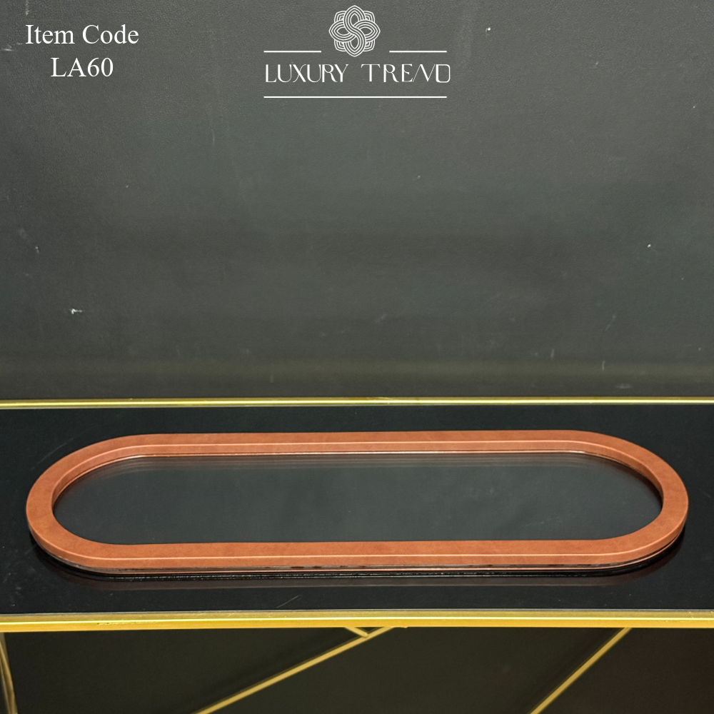 صينية اكرلك مع إطار خشب مغلف جلد