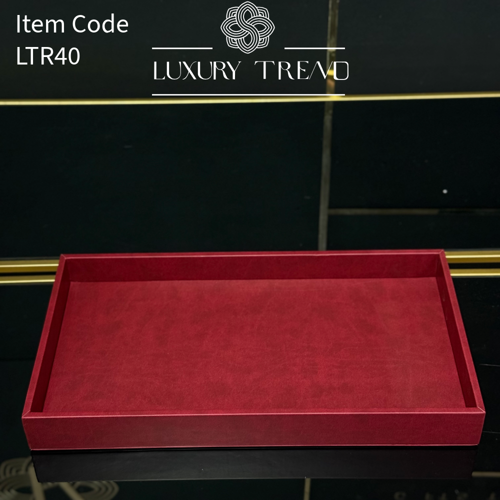 صينية تقديم جلد شكل مستطيل