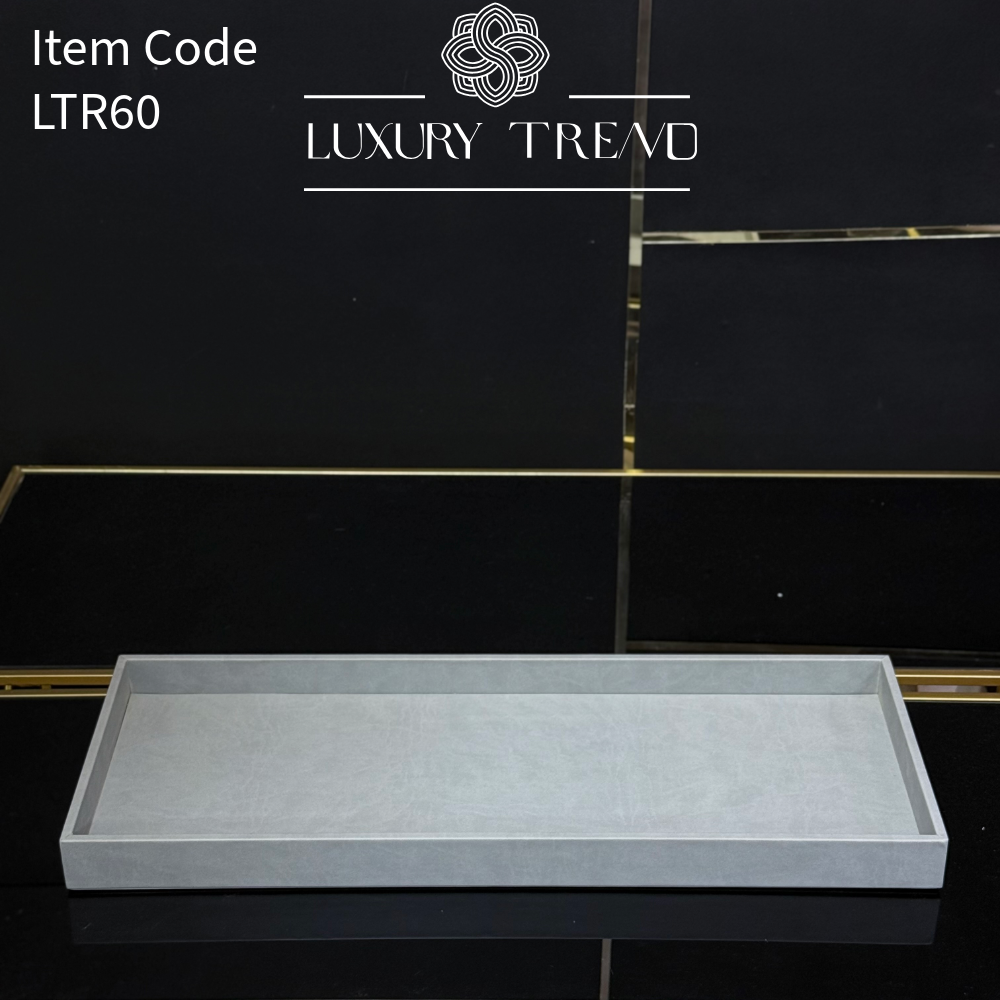 صينية تقديم جلد شكل مستطيل