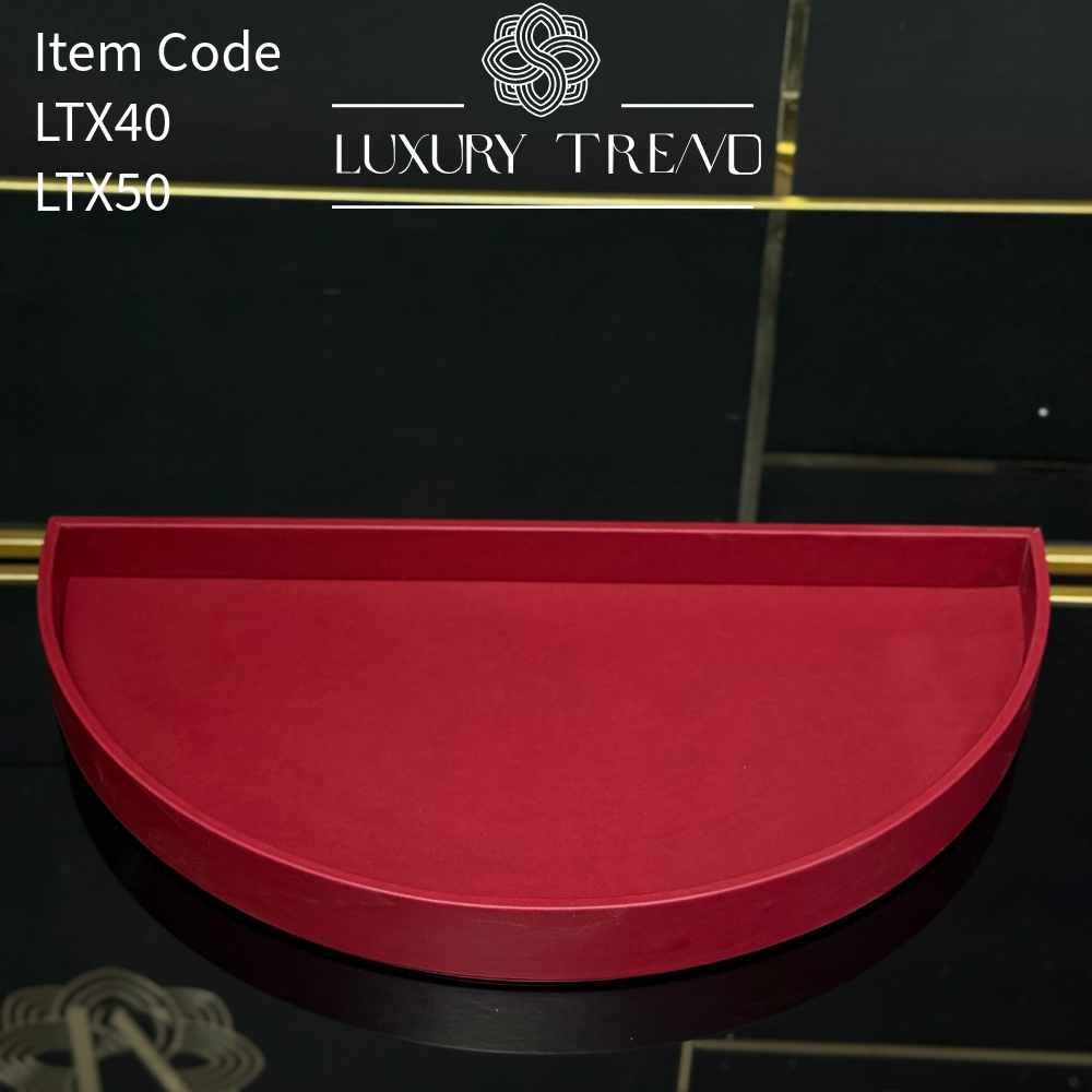 صينية تقديم جلد شكل نصف دائرة