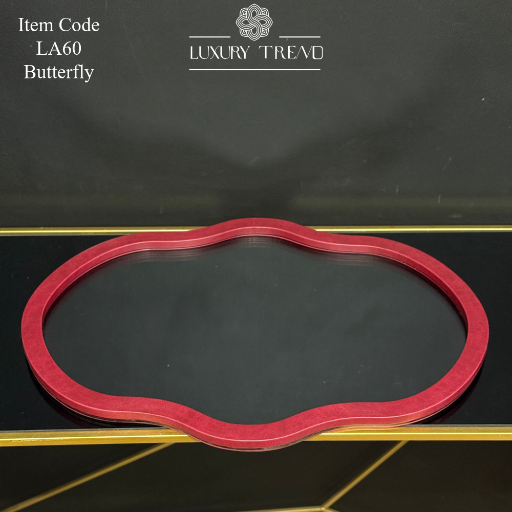 صينية اكرلك مع إطار خشب مغلف جلد