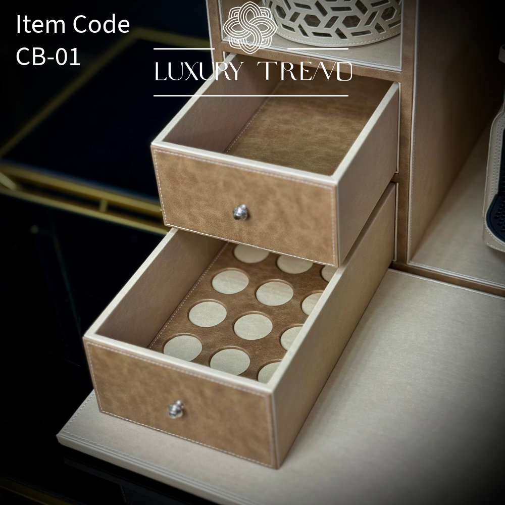 بوكس جلد مع ماكينة قهوة إسبريسو