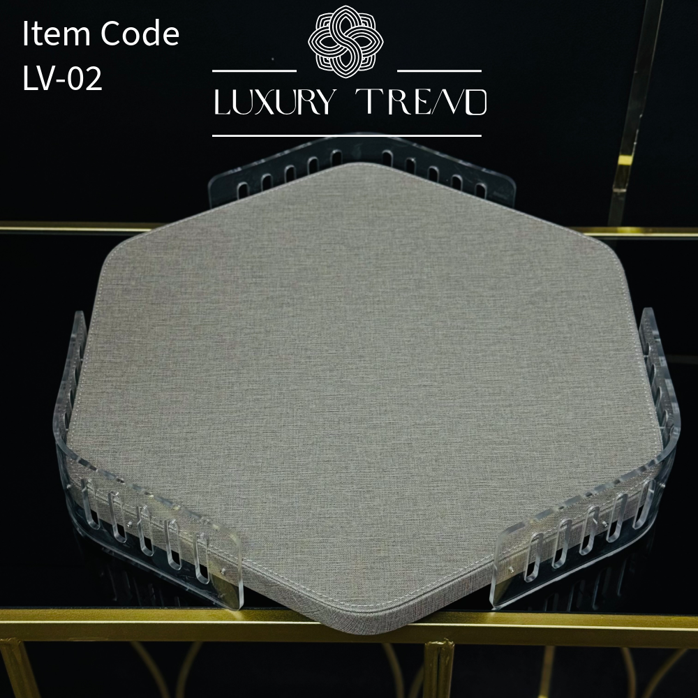 صينية ضيافة جلد مع اكرلك شكل مسدس