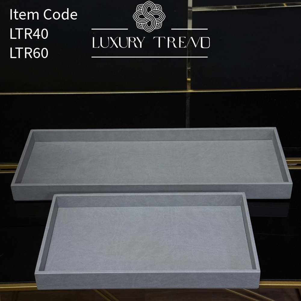 صينية تقديم جلد شكل مستطيل