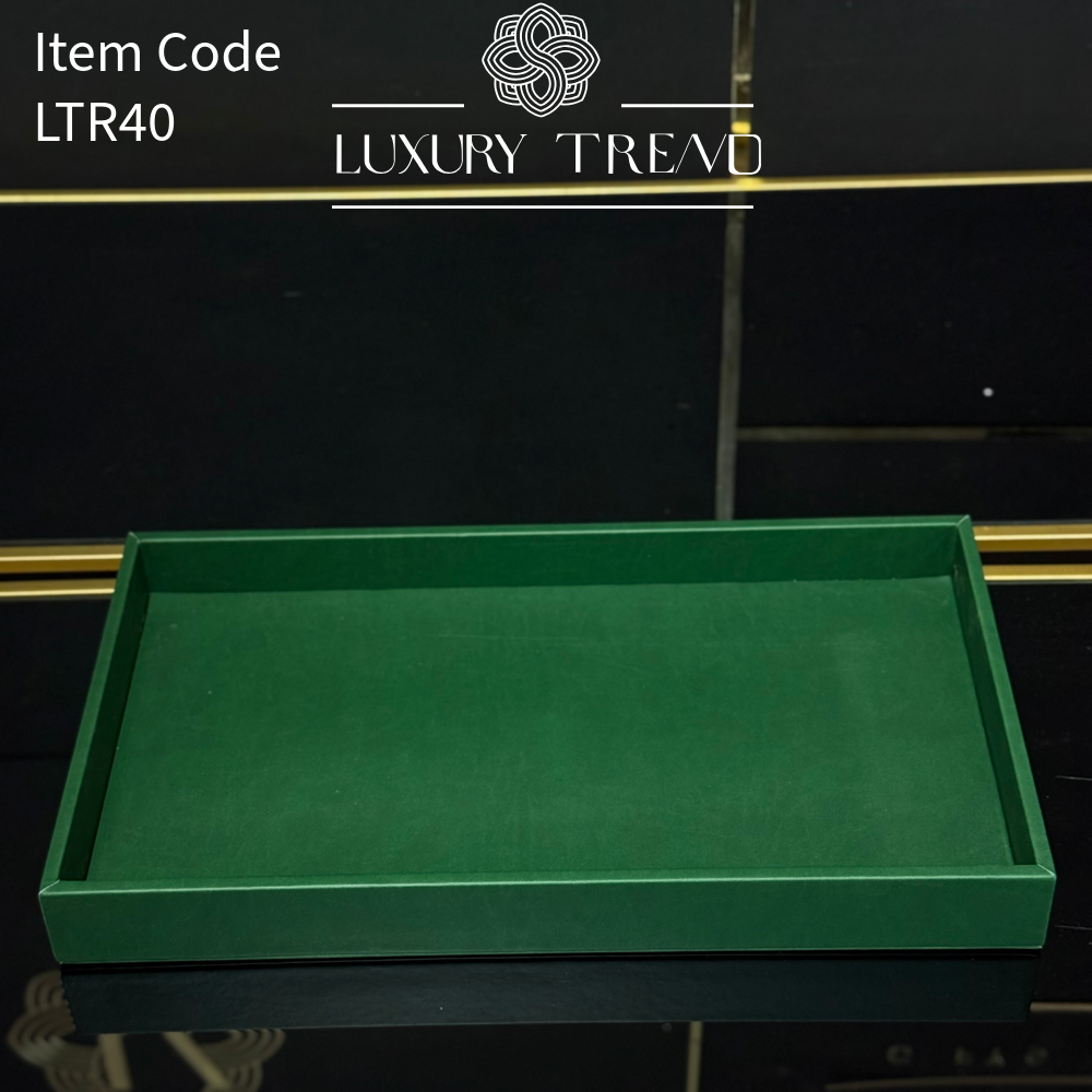 صينية تقديم جلد شكل مستطيل