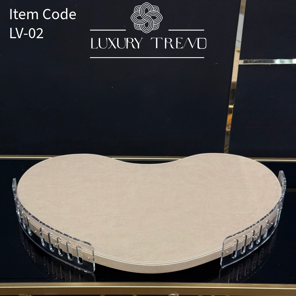 صينية ضيافة جلد مع اكرلك شكل حبة الفول