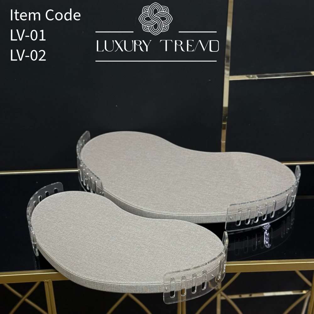 صينية ضيافة جلد مع اكرلك شكل حبة الفول