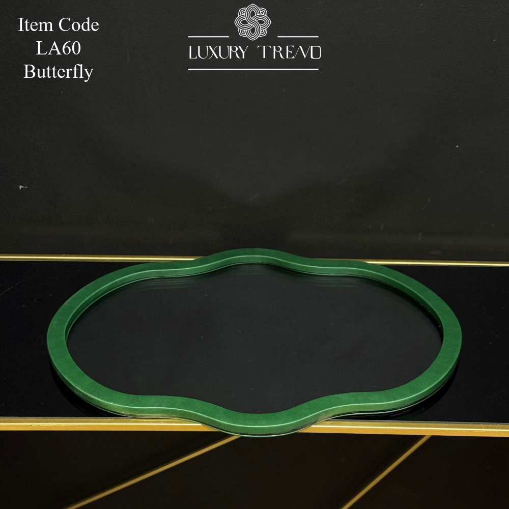 صينية اكرلك مع إطار خشب مغلف جلد