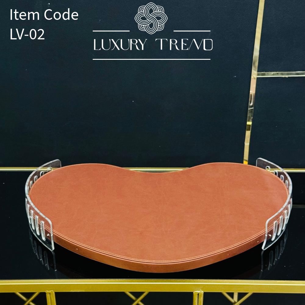 صينية ضيافة جلد مع اكرلك شكل حبة الفول