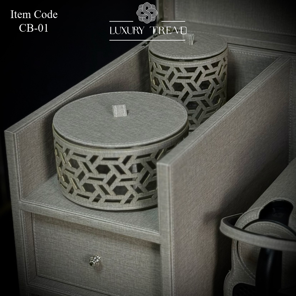 بوكس جلد مع ماكينة قهوة إسبريسو