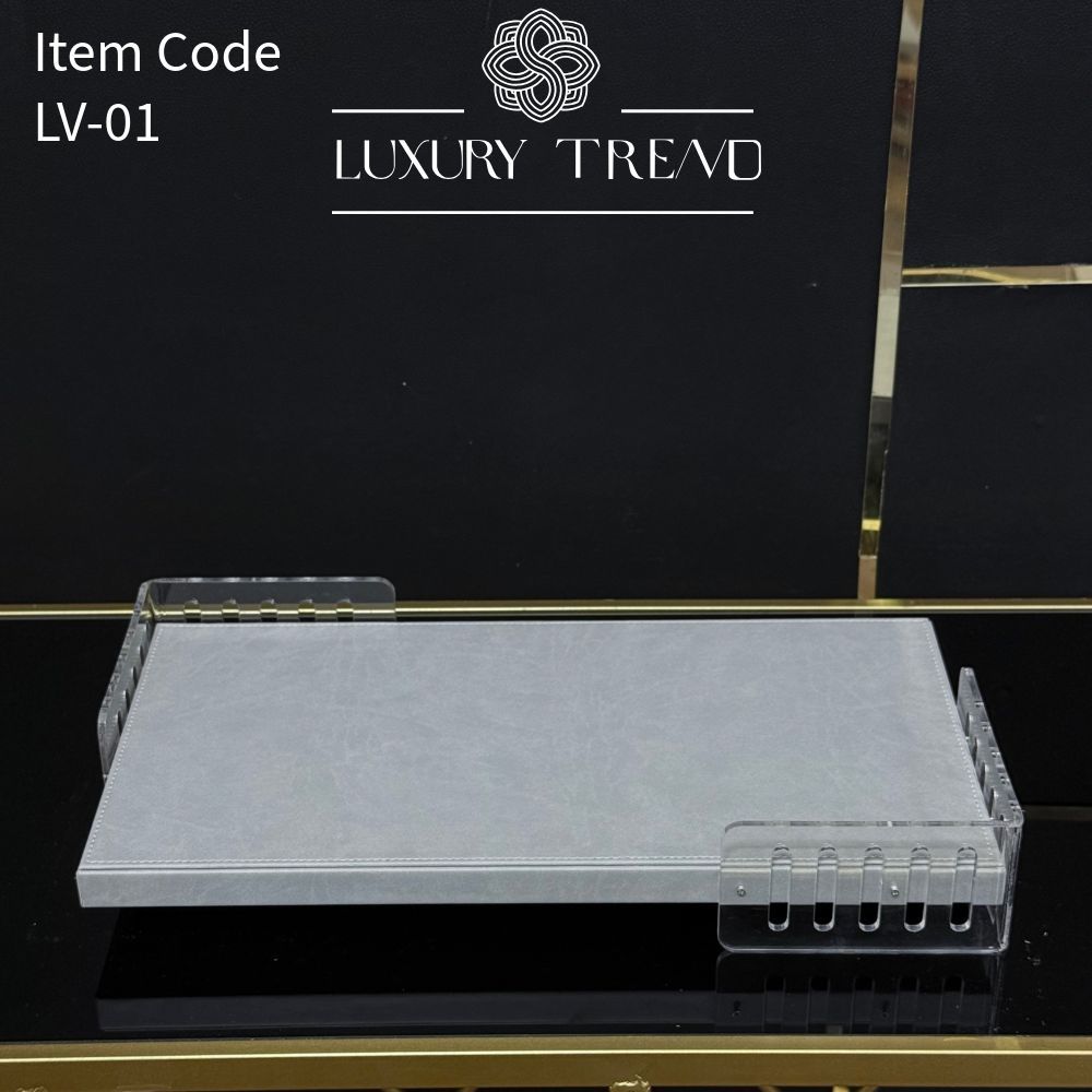 صينية ضيافة جلد مع اكرلك شكل مستطيل