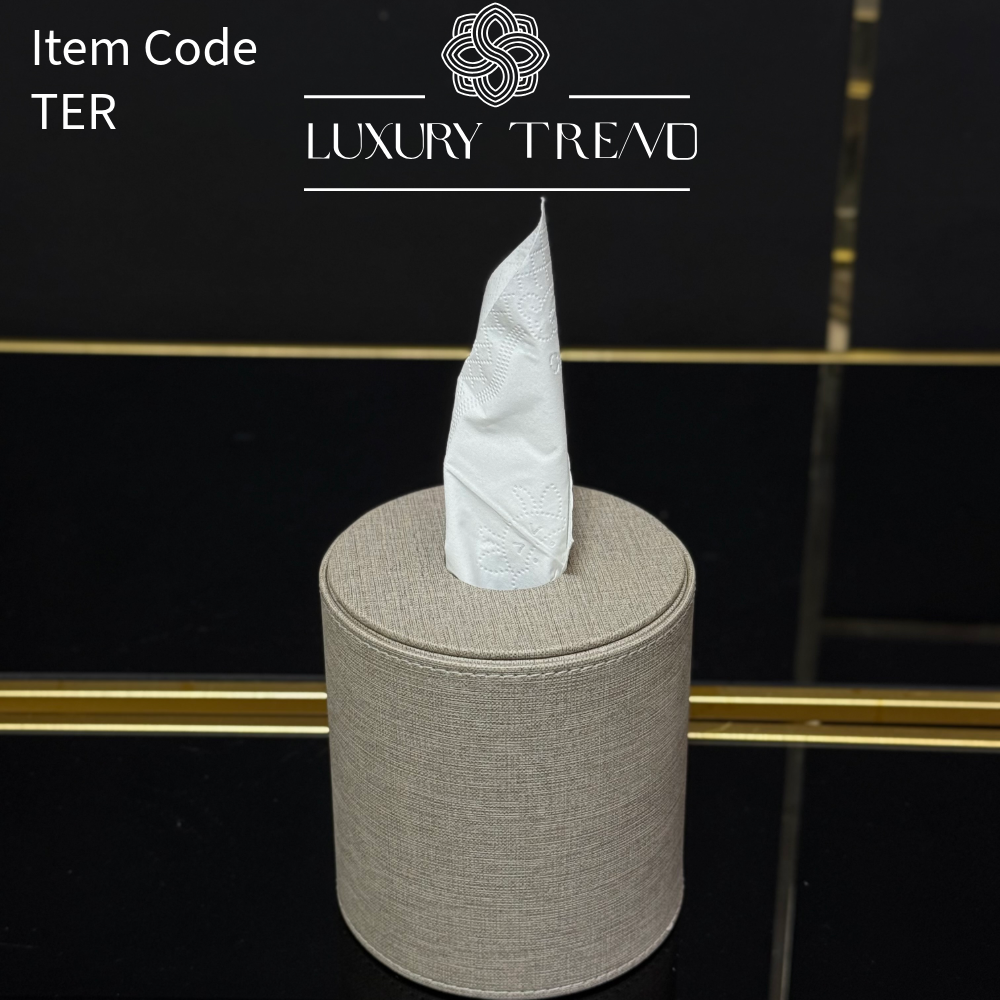 علبة مناديل جلد شكل دائري