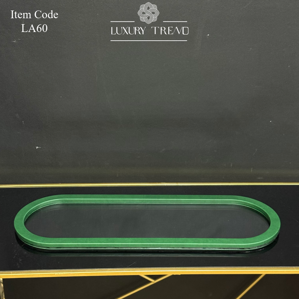 صينية اكرلك مع إطار خشب مغلف جلد