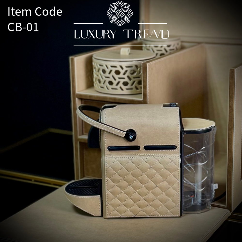 بوكس جلد مع ماكينة قهوة إسبريسو