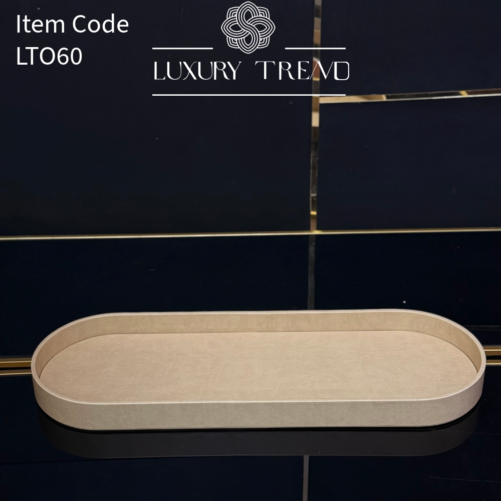 صينية تقديم جلد شكل بيضوي