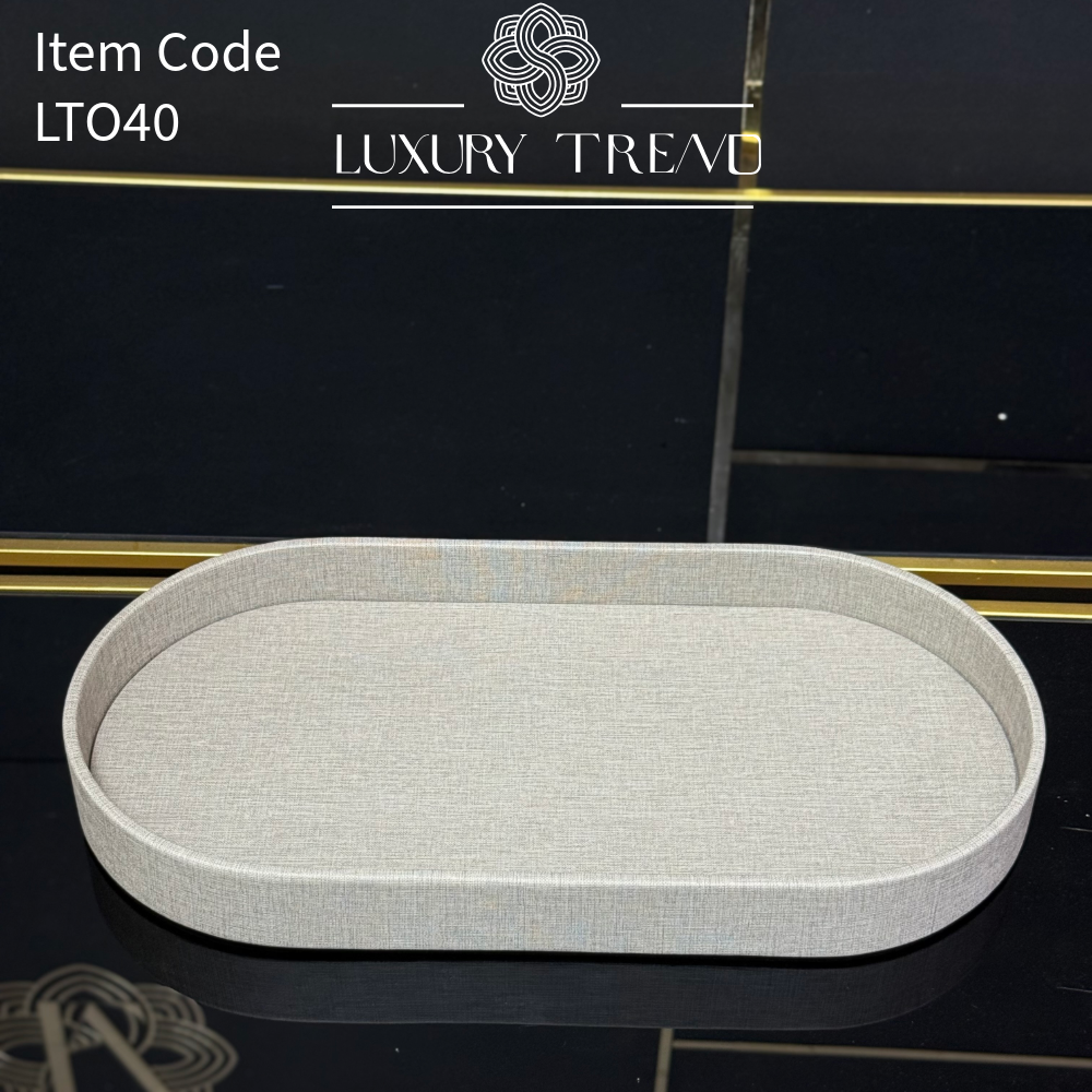 صينية تقديم جلد شكل بيضوي