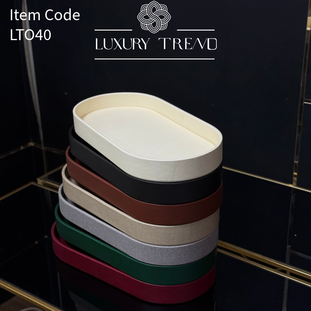 صينية تقديم جلد شكل بيضوي