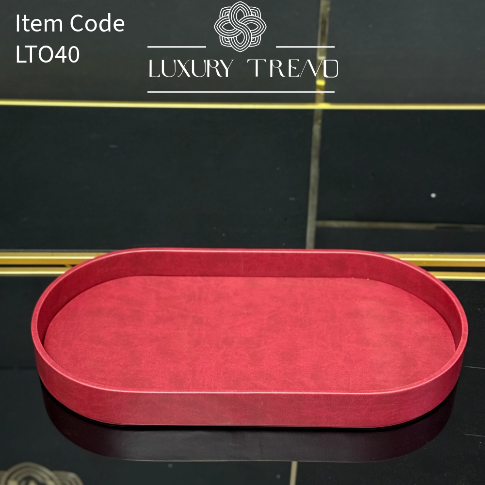 صينية تقديم جلد شكل بيضوي