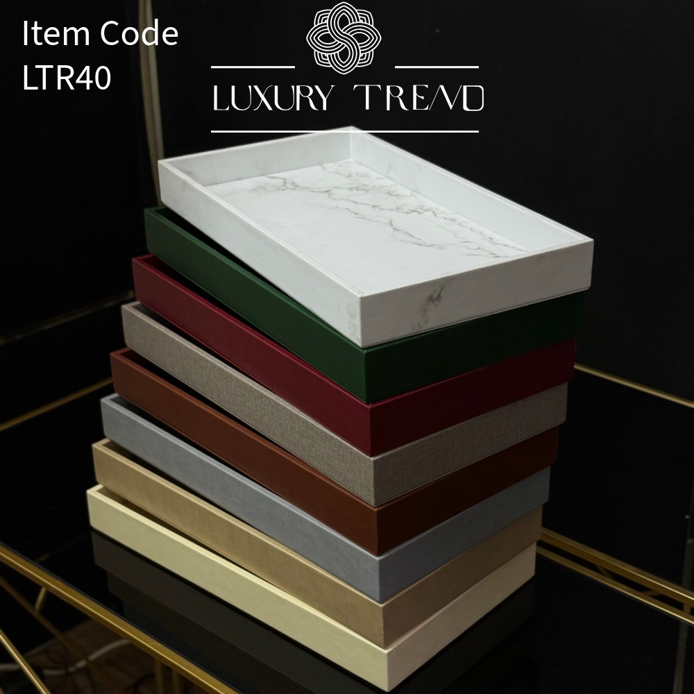 صينية تقديم جلد شكل مستطيل