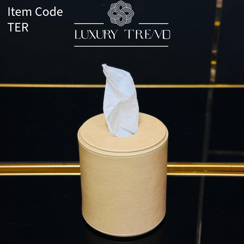 علبة مناديل جلد شكل دائري