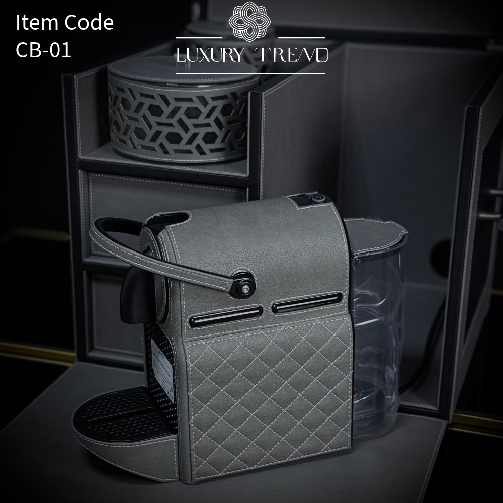 بوكس جلد مع ماكينة قهوة إسبريسو