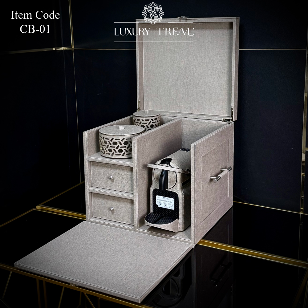 بوكس جلد مع ماكينة قهوة إسبريسو